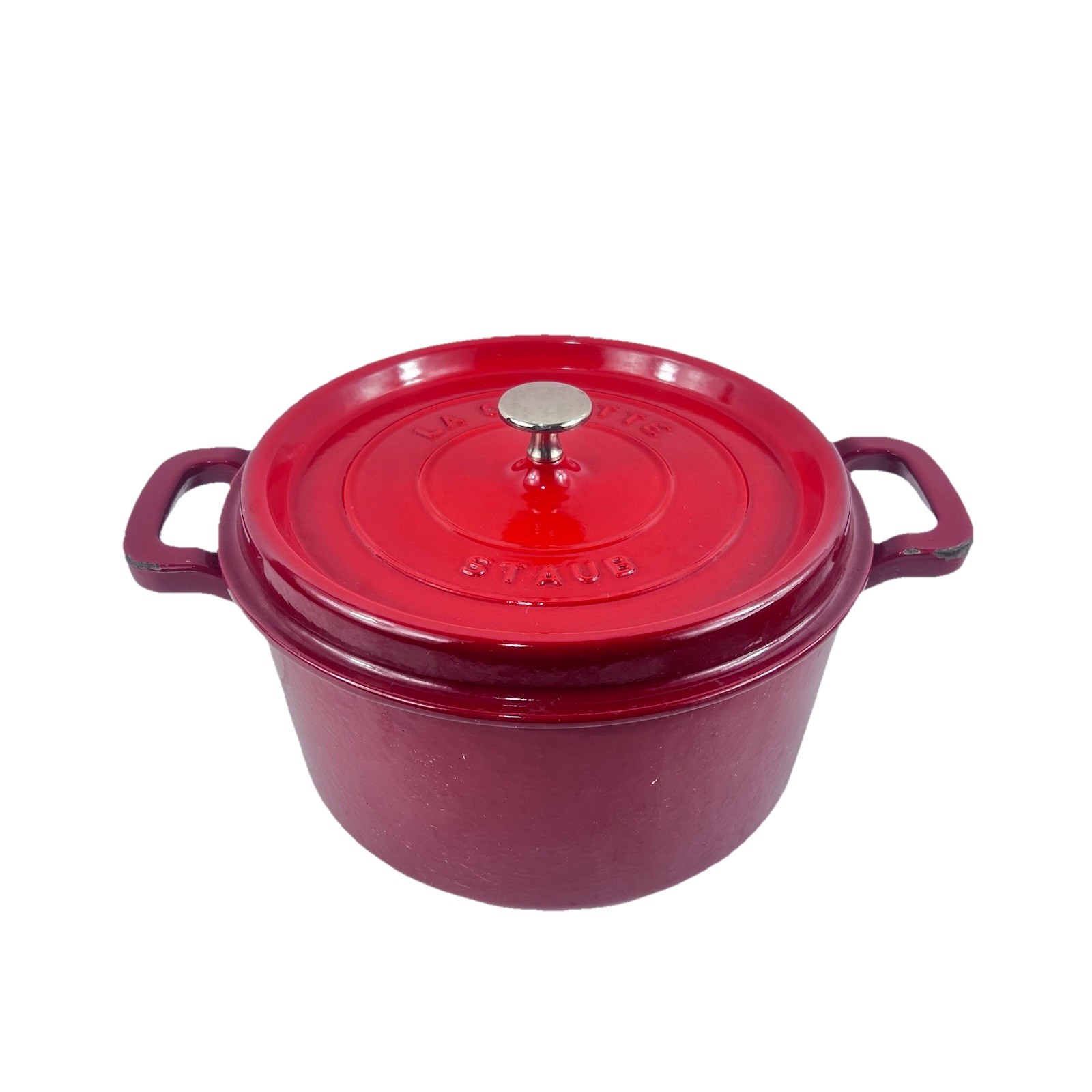 STAUB La Cocotte Deep Red Cast Iron Dutch Oven 4-qt Round #26 France