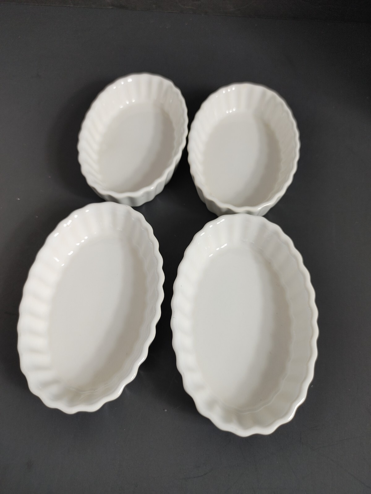 BONJOUR CREME BRULEE SET OF 4 CUSTARD OVAL BAKING DISHES 3.25″x5 1/8
