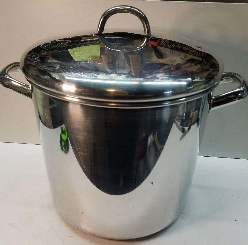 Vintage Revere Ware 12 Qt Stock Pot w/ Lid Disc Bottom Stainless Steel