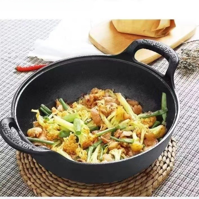 1/2pcs 20cm/7.87in Heavy-Duty Cast Iron Skillet with 2 Handles