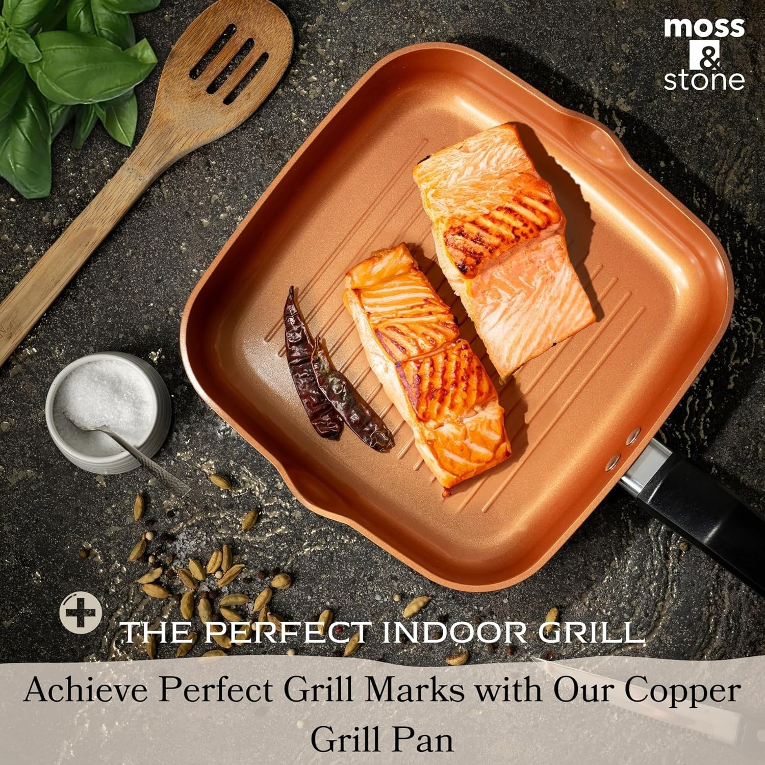 9.5″ Square Grill Pan Nonstick Copper Frying Pan Induction Stove Top
