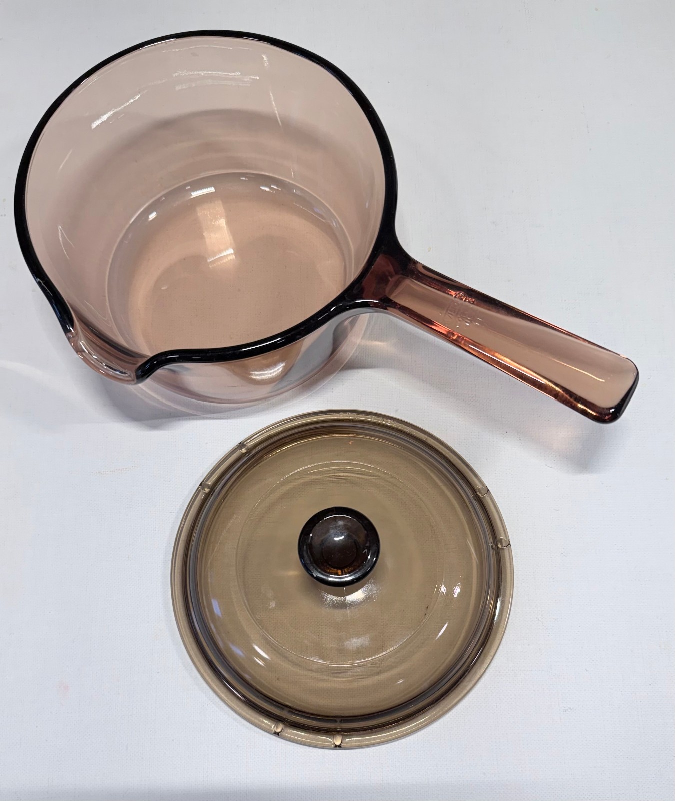 Corning Vision Ware Amber Glass 1L Liter Sauce Pan with Spout and Lid