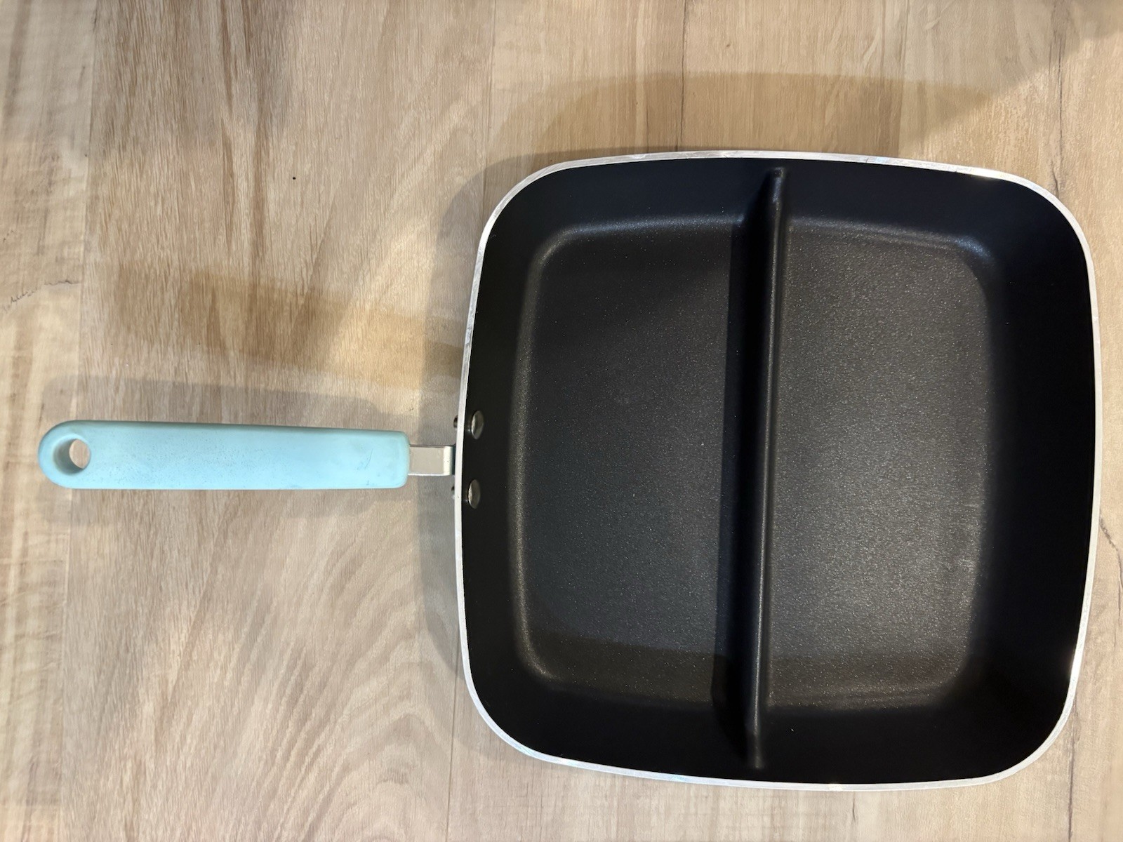 Cooks Essentials Anodized Non Stick 12” Square Divided Skillet Pan