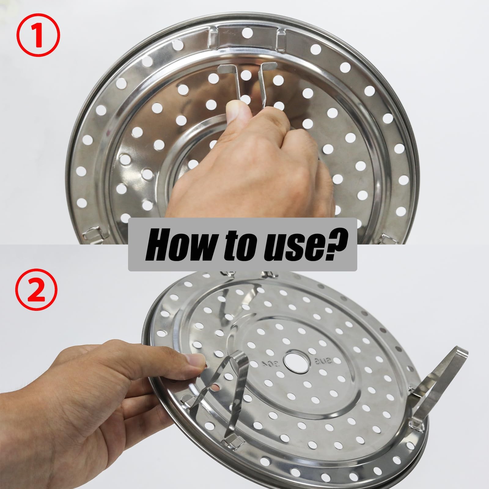 8.66 /22cm Stainless Steel Steaming Rack, Multifunction Steam Basket with Rem…