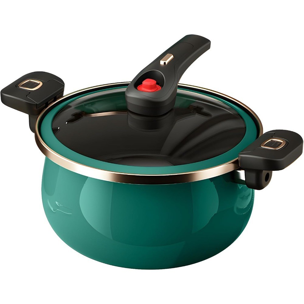 Nonstick Coated Sauce Pan with Lid Green Crock Pot with Twist & Lock