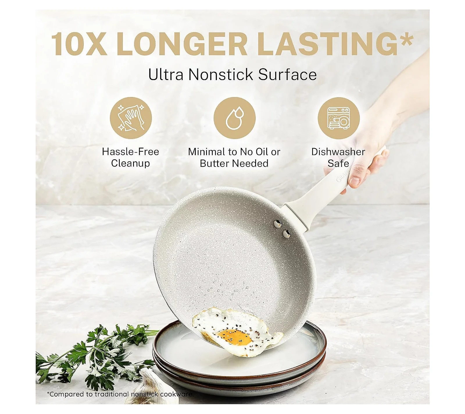 Granitestone Desert Beige 4 QT Nonstick Jumbo Cooker with Lid