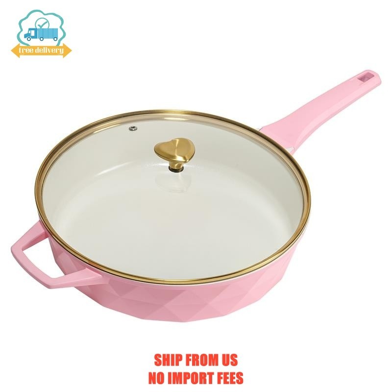 Paris Hilton 4 Quart Ceramic Nonstick Jumbo Cooking Pan Skillet for Sauteing & F