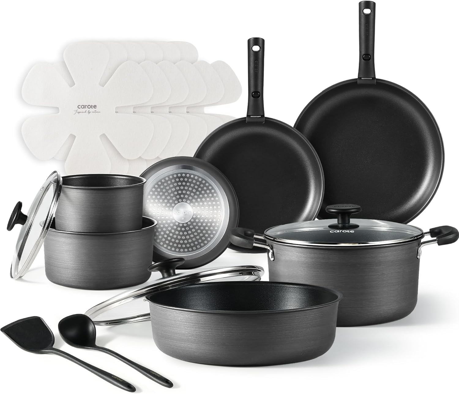 20-Piece Non-Stick Cookware Set – Hard Anodized Detachable Handle