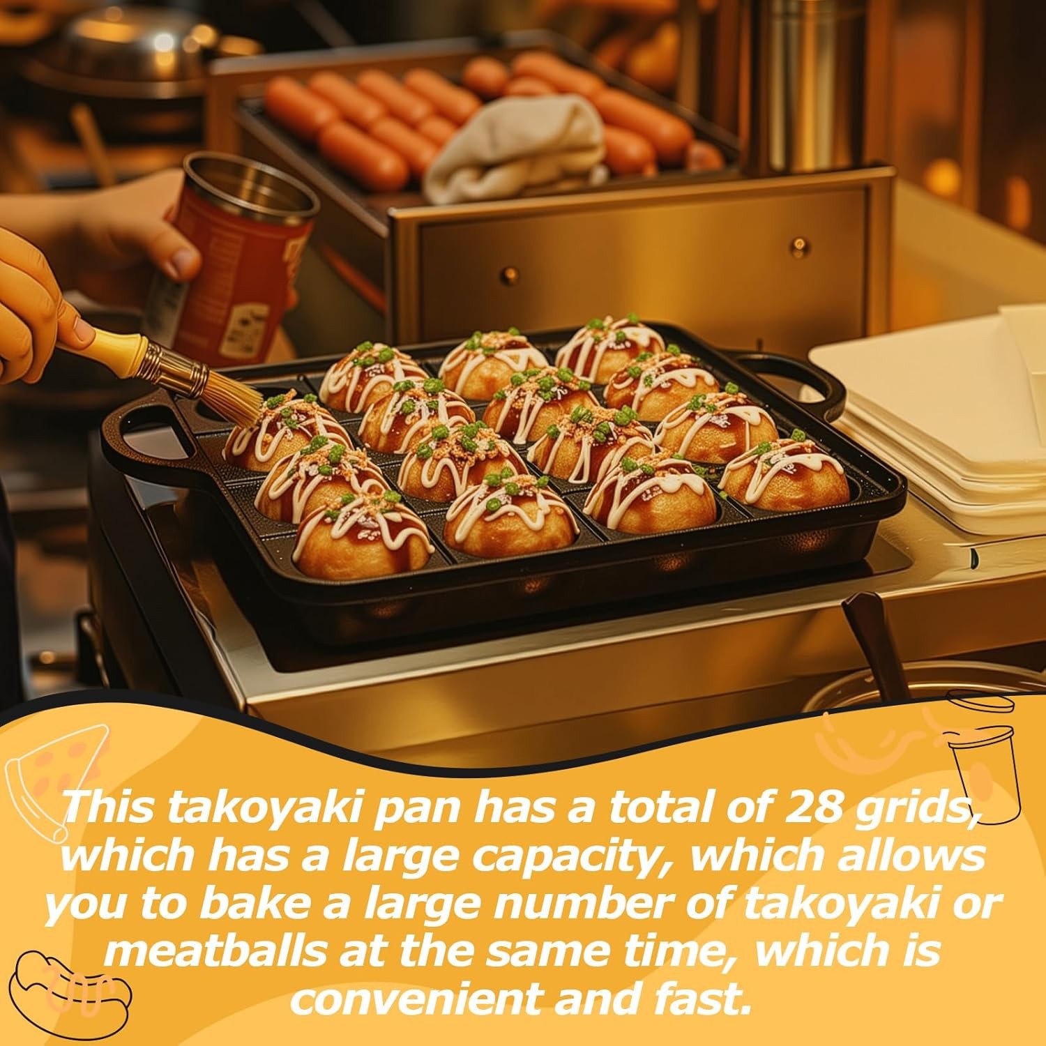 2 Pack Takoyaki Grill Pan 16 Holes Japanese Octopus Ball Maker Baking Pan Meatba