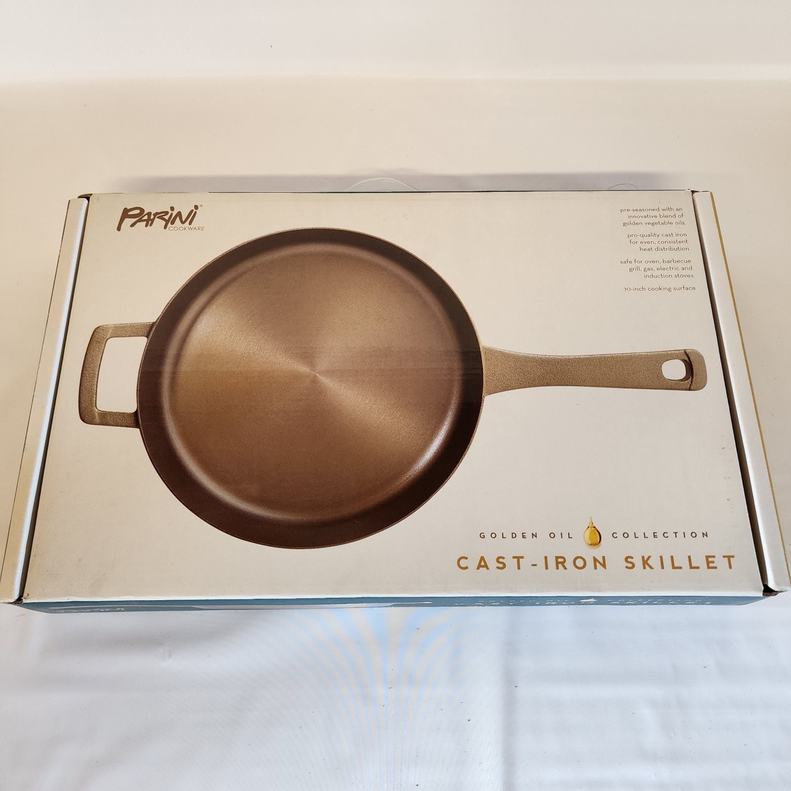 Parini Cast Iron Skillet Golden Oil Collection 8 1/2” Inside 9 1/2” Outside Rim
