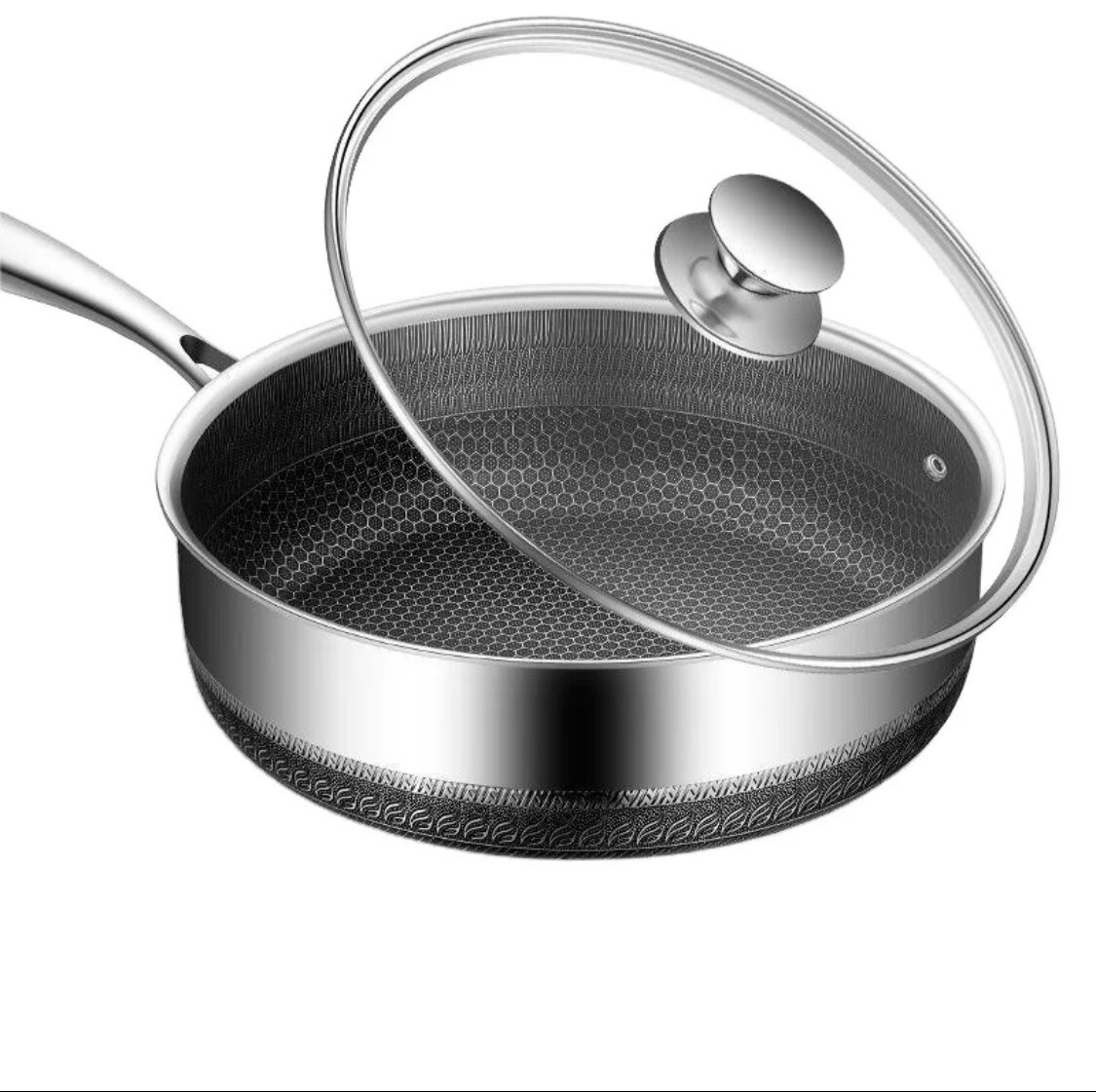 316 Stainless Steel Deepened Honeycomb Nonstick Frying Pan 12.5’’