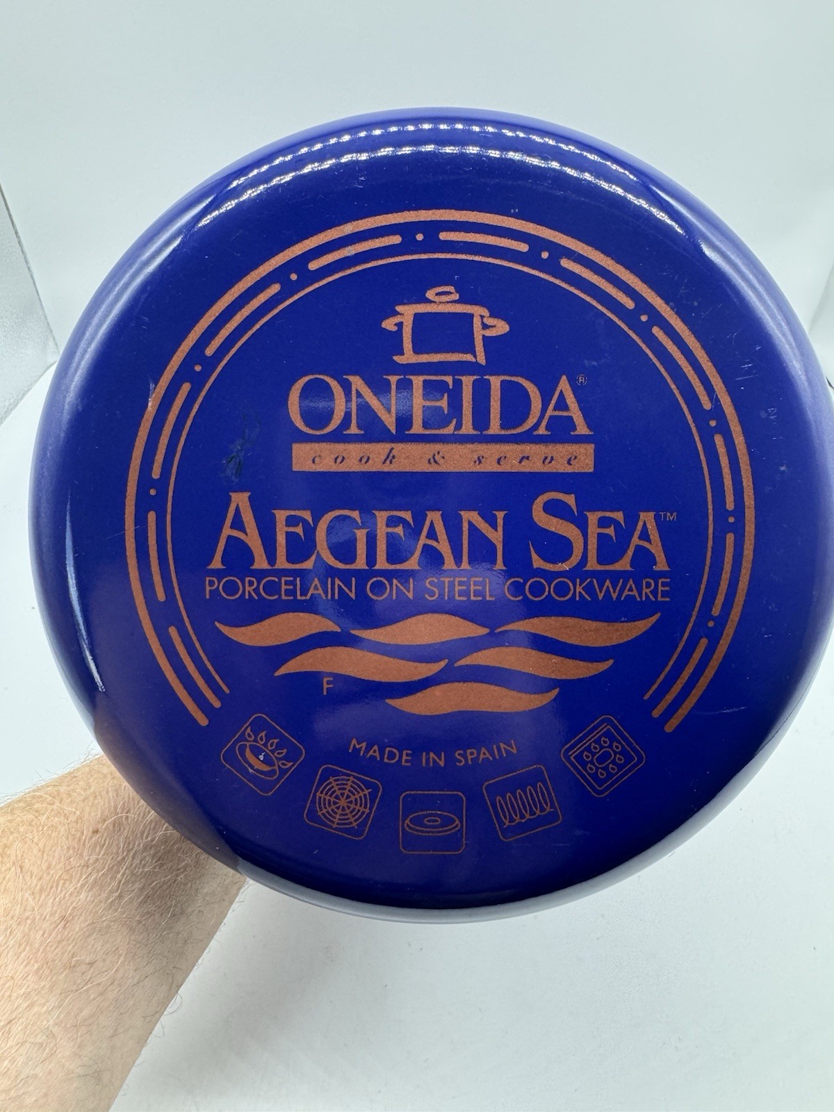 ONEIDA Tea Kettle Aegean Sea Blue Porcelain Enamel Whistling Tea Kettle