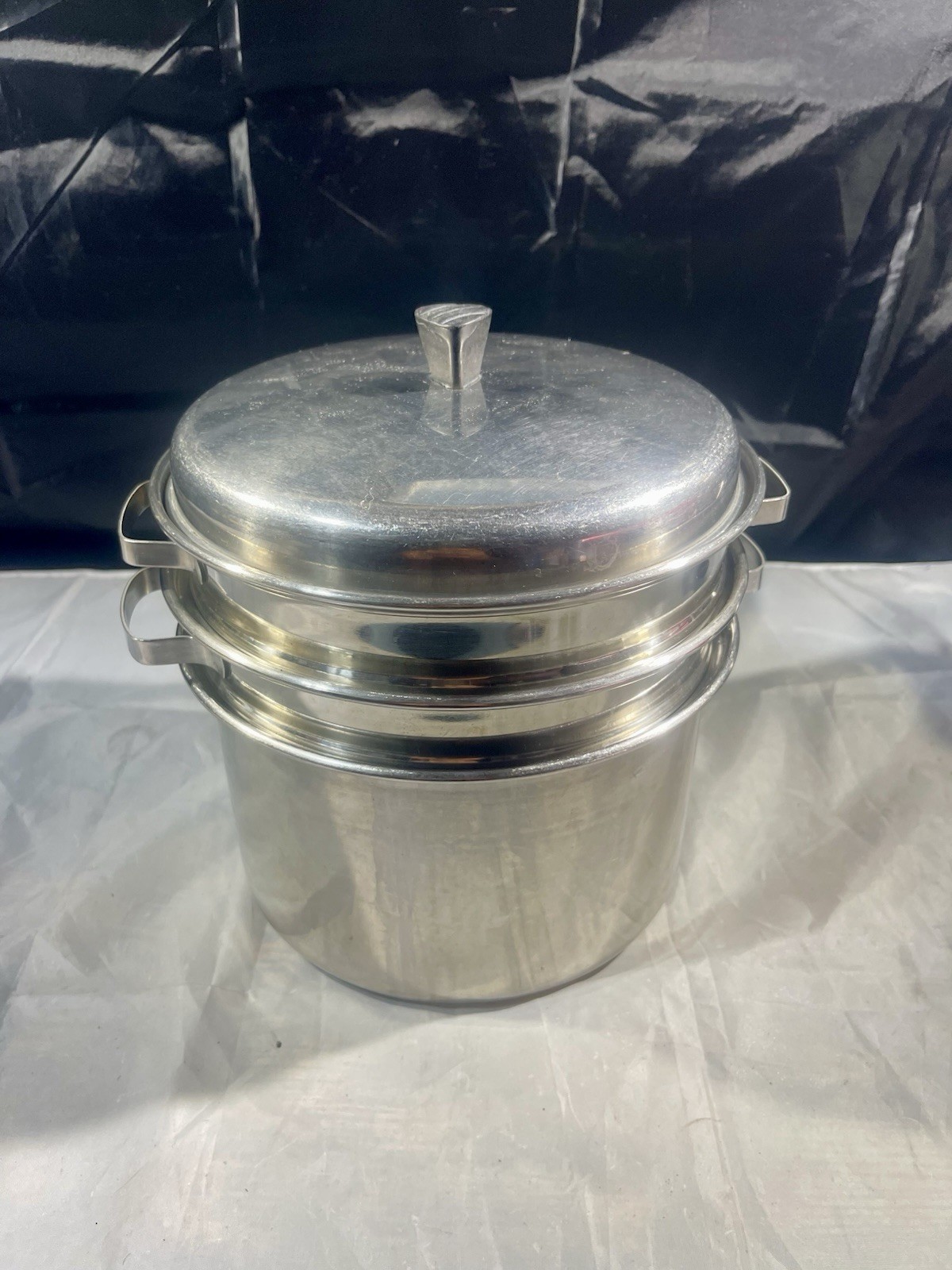 Vintage Carlton Ware Stainless Steel 3 Quart Pot + Broiler & Steamer Inserts