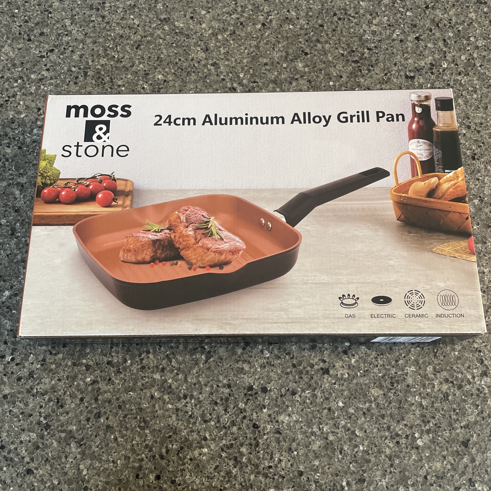 Moss & Stone Square Grill Pan For Indoor Cooking, 9.5In Frying Pan Copper Non…