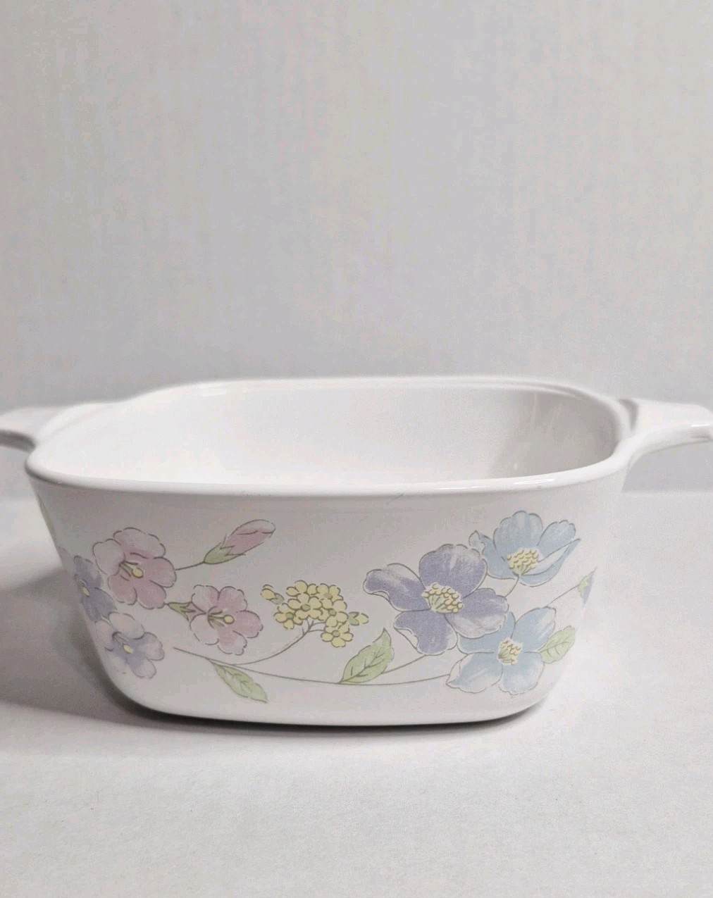 Vintage Corning Ware Casserole Dish Unisex 700mL English Meadow Pyroceram White