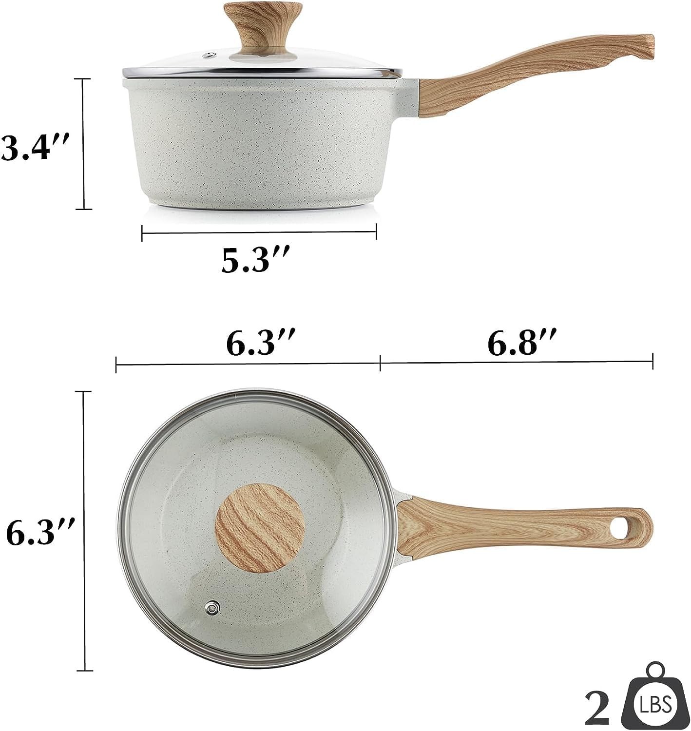 Compact 1.5QT & 2.5QT Nonstick Ceramic Saucepan Set – Easy Clean & Versatile