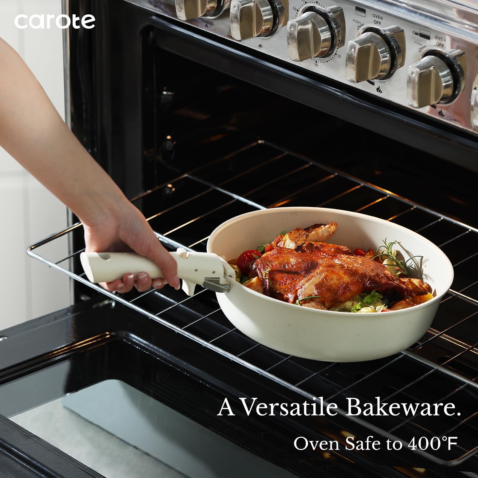 CAROTE 17pcs Pots and Pans Set Nonstick Detachable Handle Induction RV Cookware