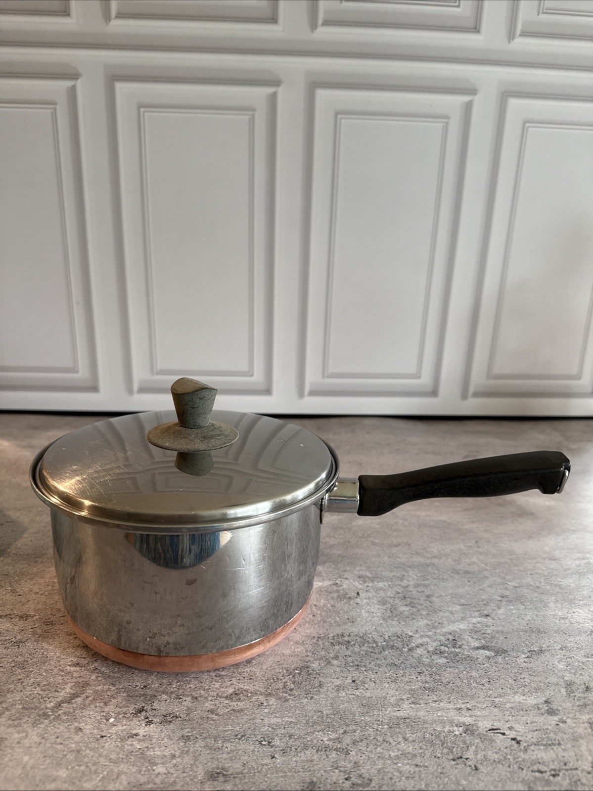 Vintage Copper Bottom Stainless Sauce Pan 1 3/4 QT W/Lid Sears