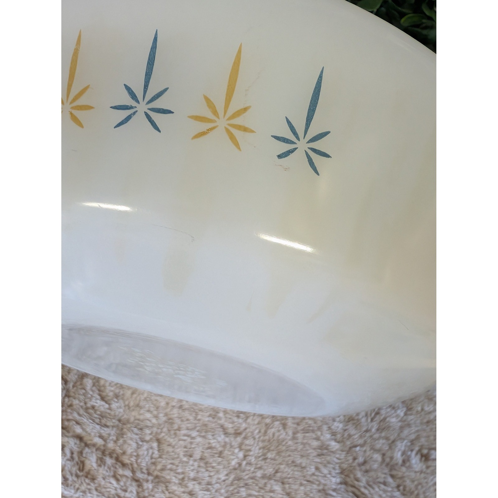 Vtg Fire-King Golden Starburst 1 Qt Casserole Dish Anchor Hocking USA P-1-B