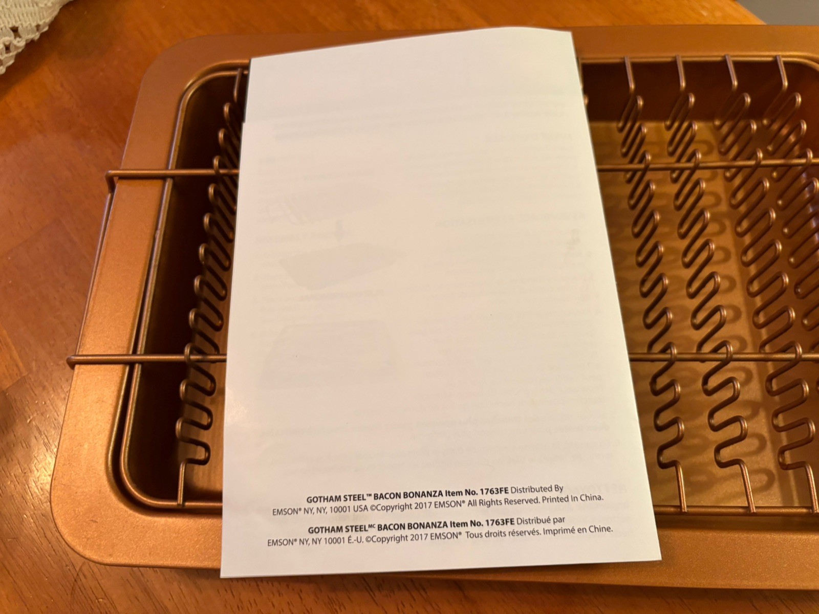 Copper Bacon Bonanza Baking Rack Drip Pan 12 Slice 9 x 13 Crispy