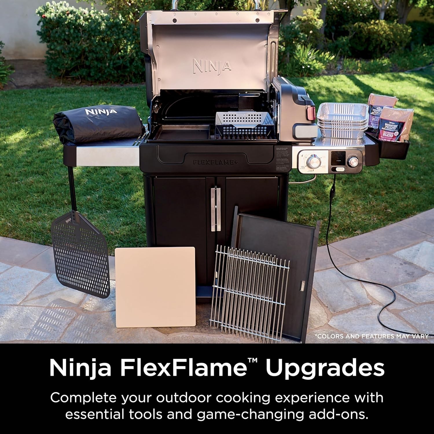 Ninja FlexFlame Half Griddle Carbon Steel Grease Drain Rust-Resistant PG300