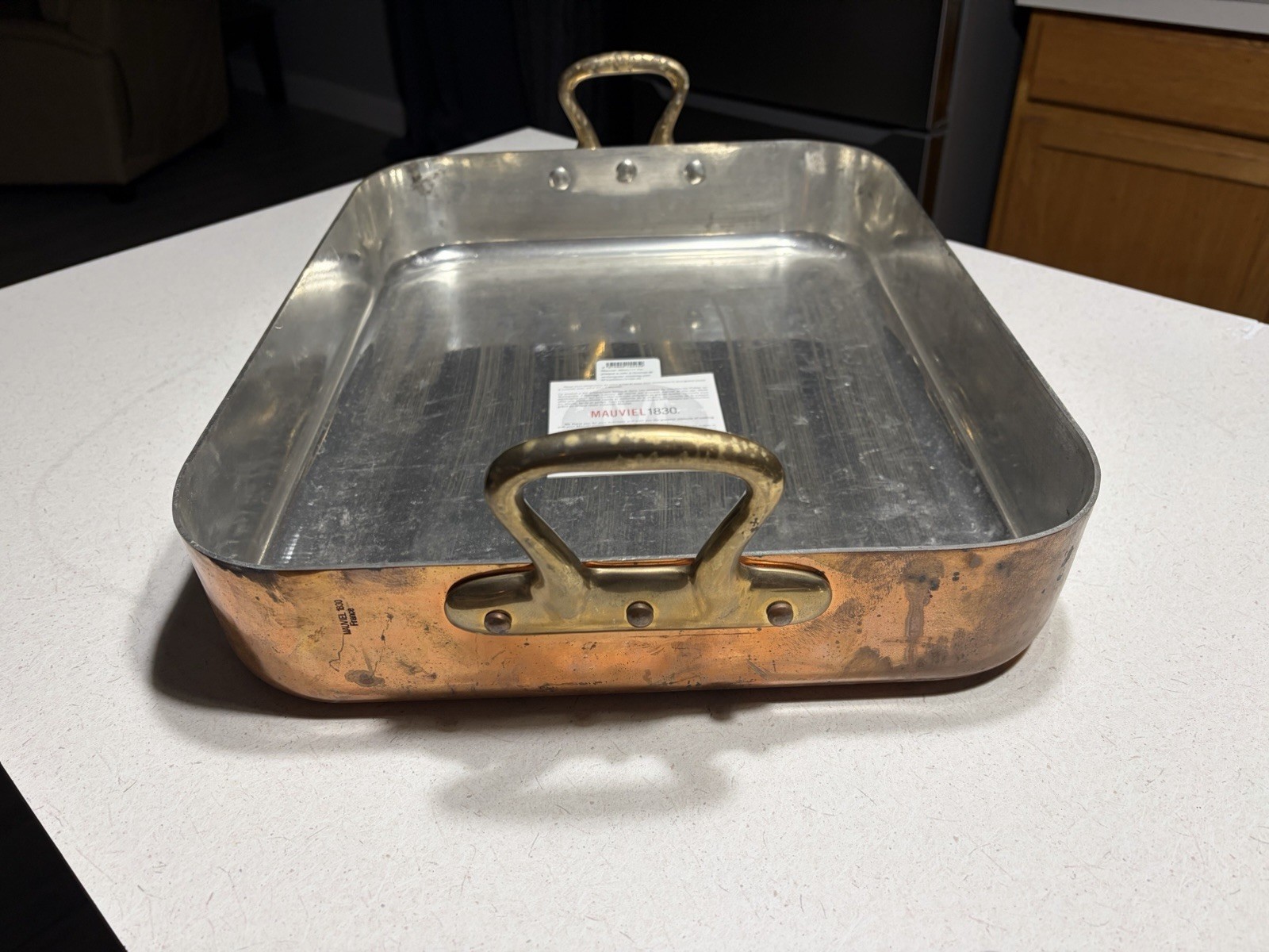 Mauviel Copper Roasting Pan With Rack, Brass Handles, 16.5”x 12.7” New! Read