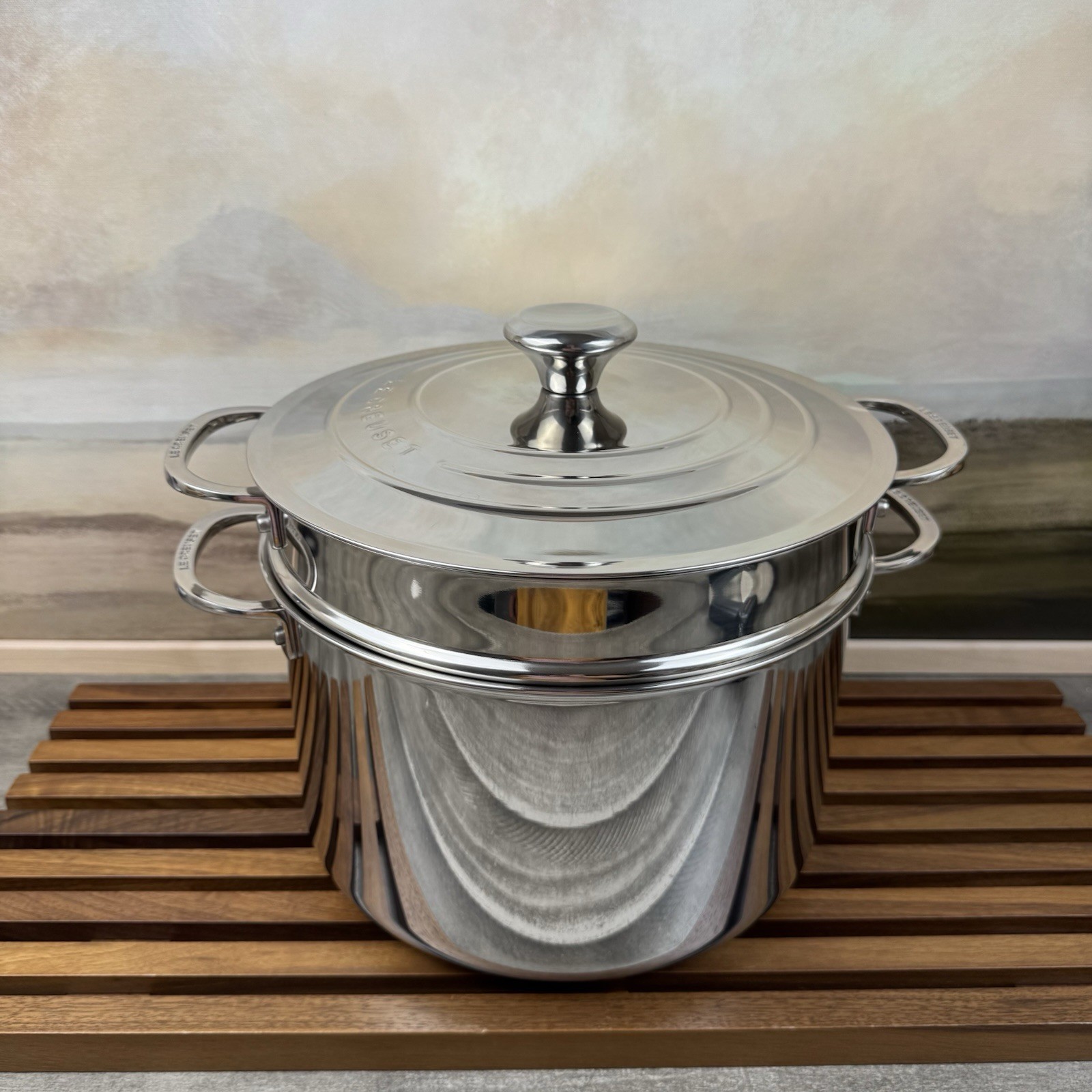 Le Creuset ® Signature Stainless Steel 9-Qt. Stock Pot W/Deep Colander *Read OB