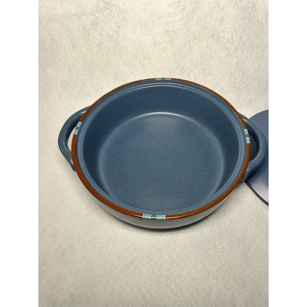 Dansk Mesa Sky Blue 2 Qt Ceramic Covered Casserole Dish chipped on lid