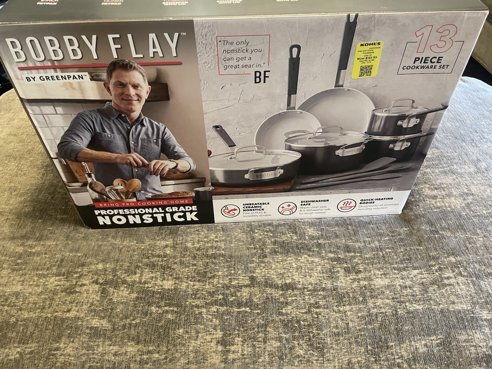 Bobby Flay Edition GreenPan Ceramic Non-Stick 13 Piece White Pan Set