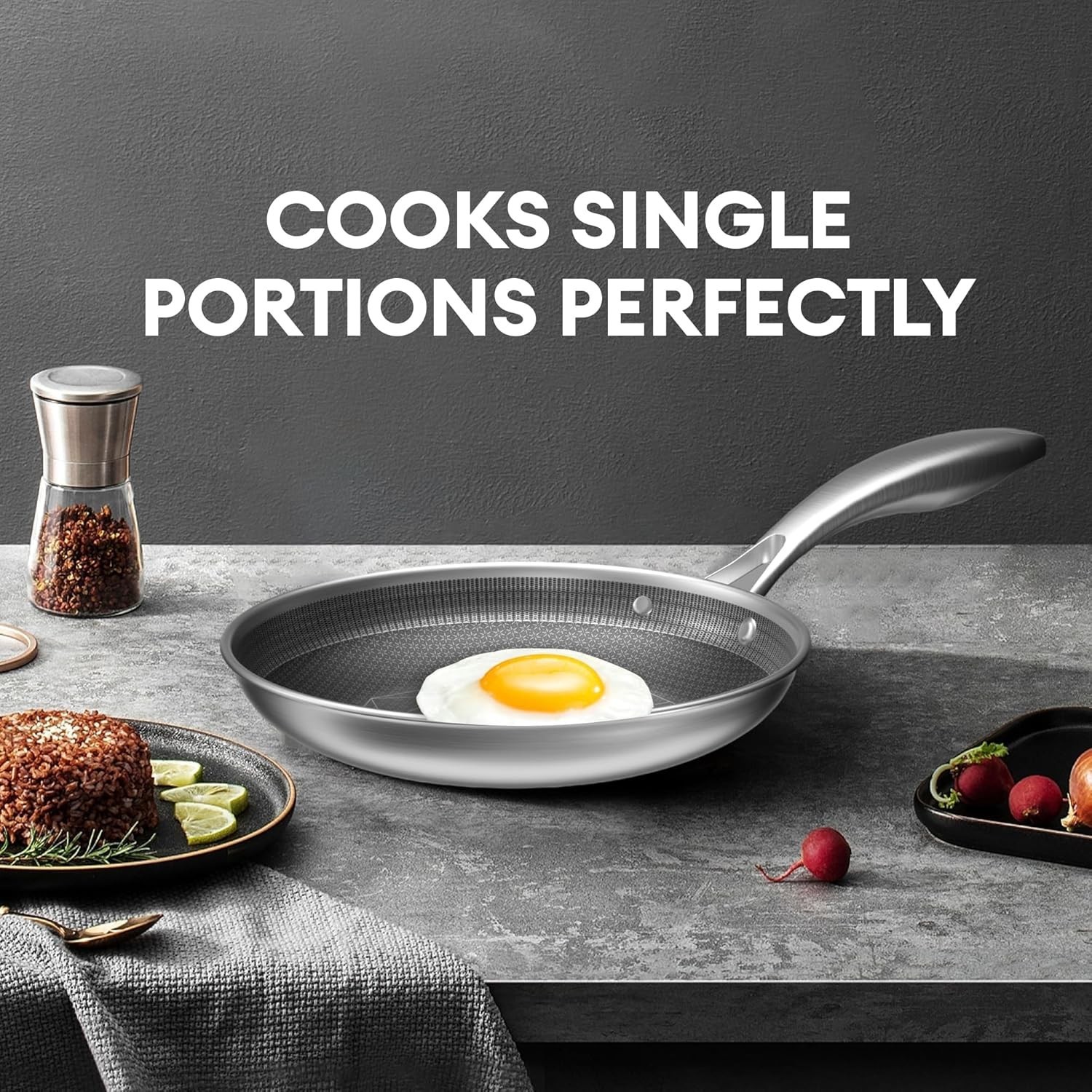 8-Inch Stainless Steel Pan, Hybrid Nonstick Frying Pan, Skillet, 3-Ply Clad C…