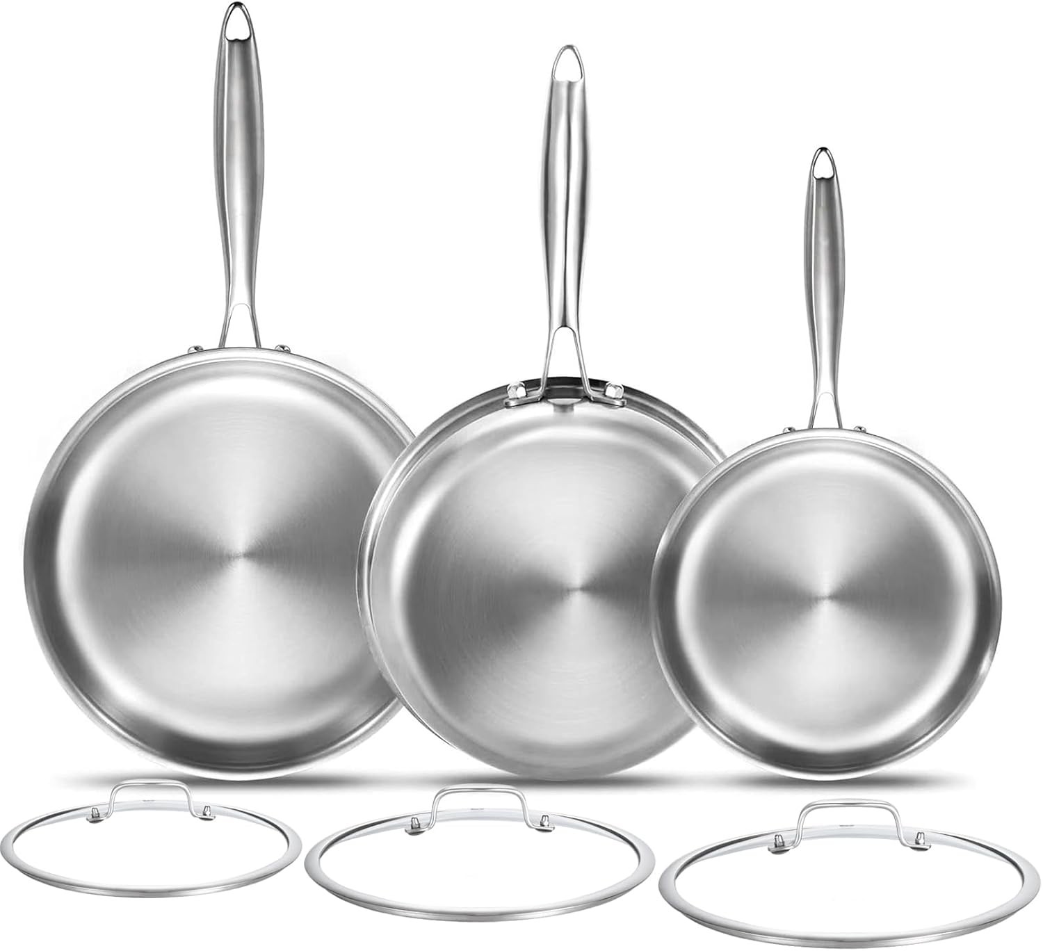 Tri-Ply Stainless Steel Pan, 18/10 Frying Pan, Oven Safe Up to 600°F, Nontoxic