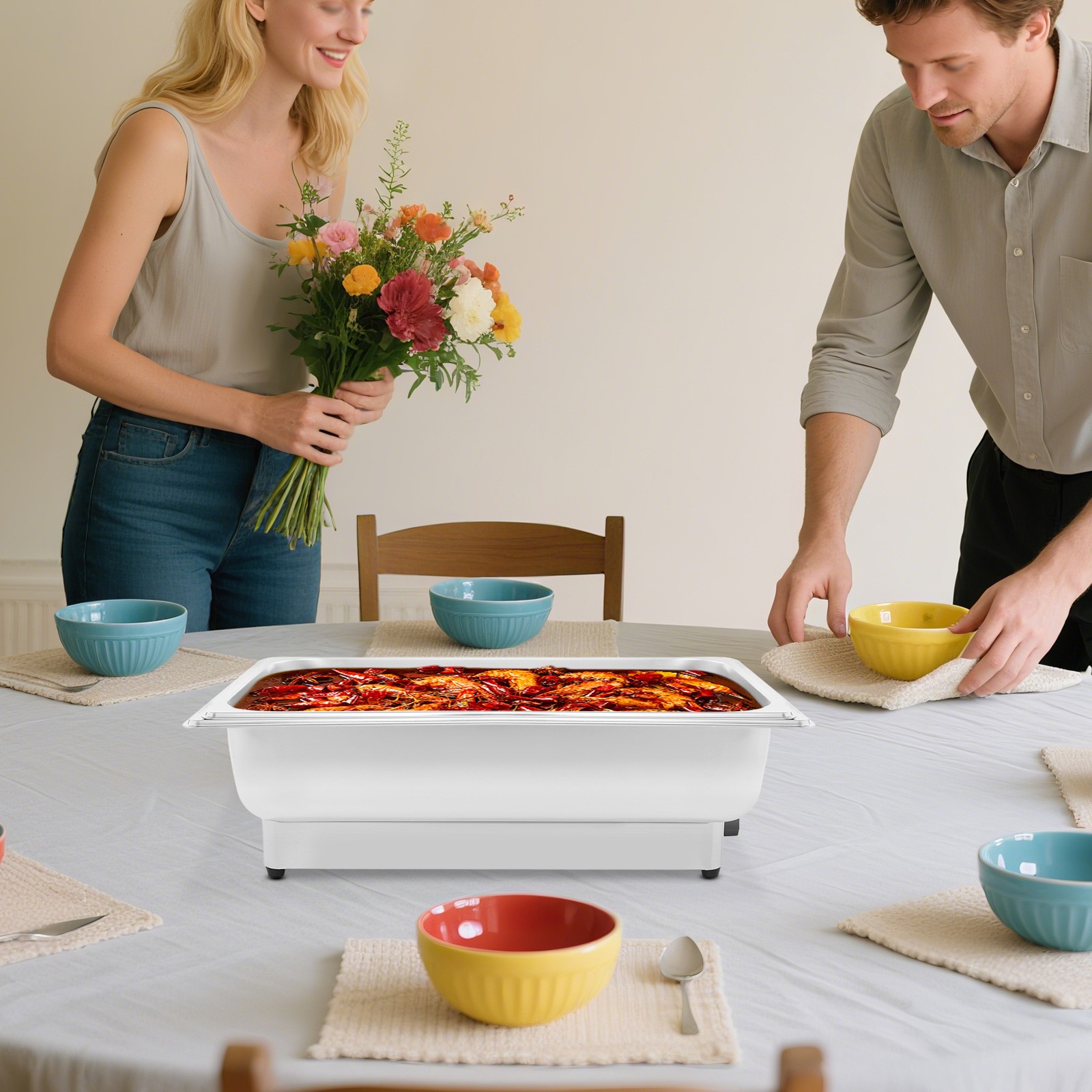 600w Catering Buffet Servers,13.5l Dining Stove,chafing Dishes For Buffet Silver
