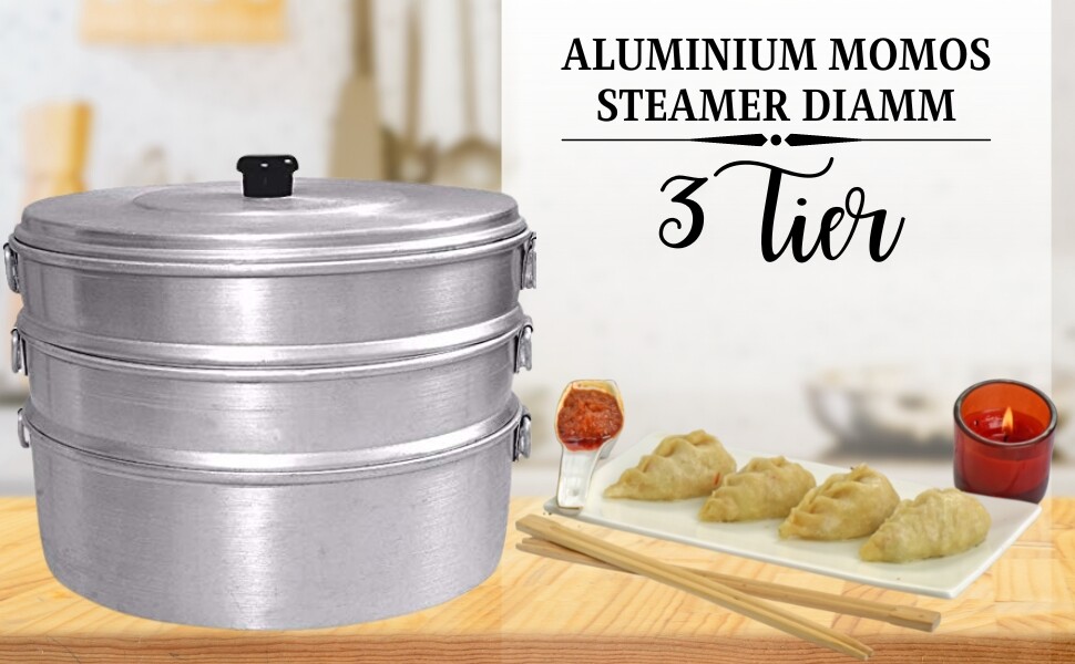 Aluminium Momos Steamer 3 Tier Capacity 3 Liters-strong and durable