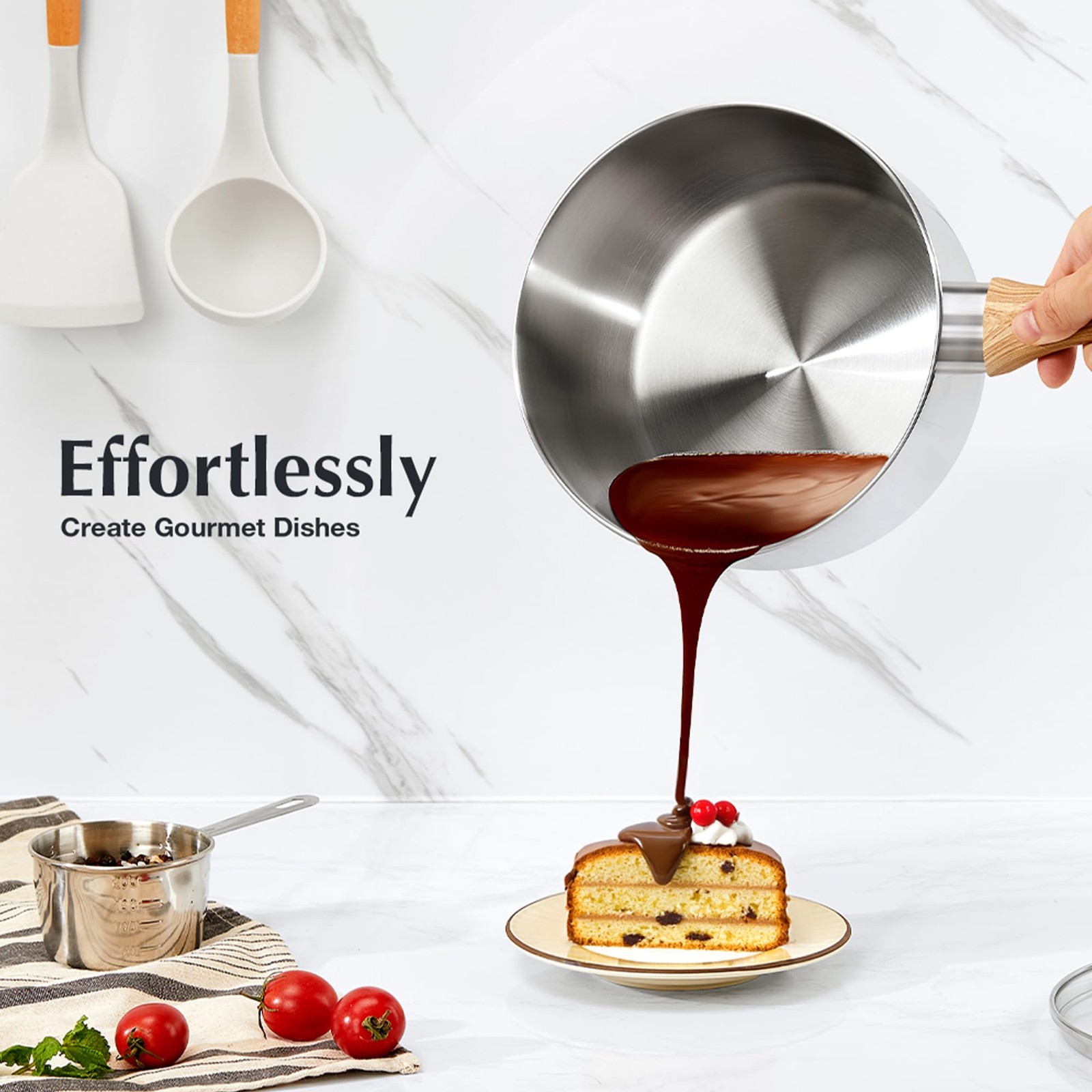 Stainless Steel Saucepan Set, 6 Piece Stainless Steel Pot 1QT 2QT 3QT with …