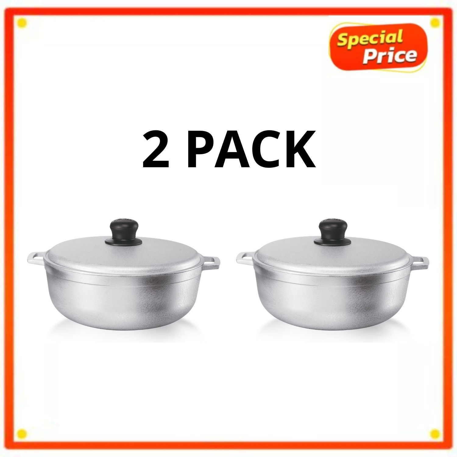 IMUSA 3.7qt Cast Aluminum Caldero – 24cm, 2 Pack