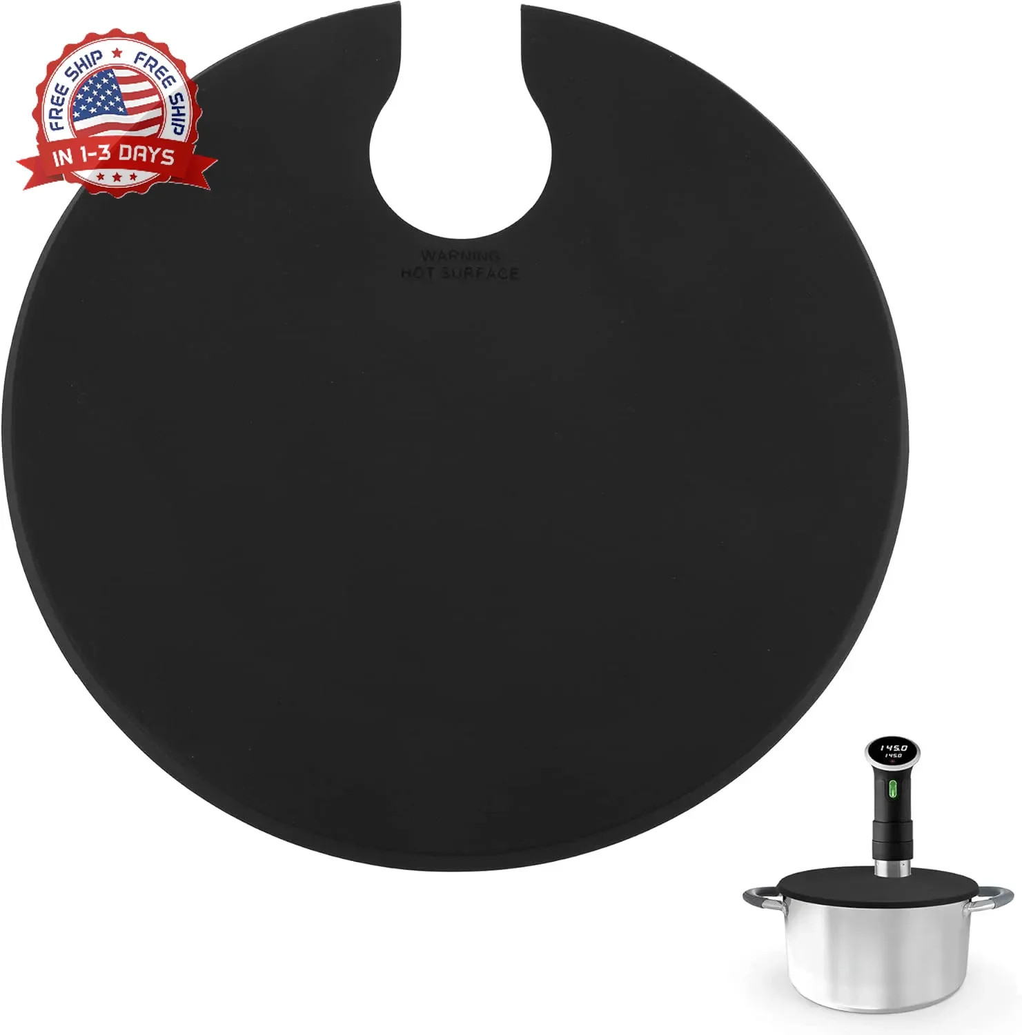IMPRESA Sous Vide Silicone Lid – Fits Pots Up to 10.5 in, Black – Precision Temp