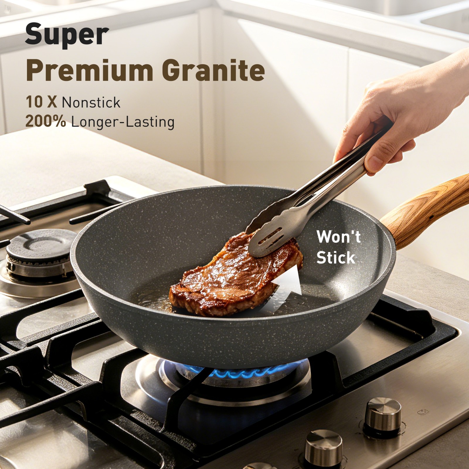 12 Pieces Pots & Pans Set Kitchen Nonstick Cookware Set Granite Coated with Lids