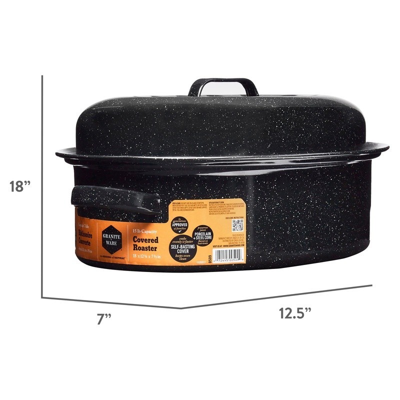 Nonstick Oval Roasting Pan W/ Lid Turkey Dishwasher Safe Heat Distribution New