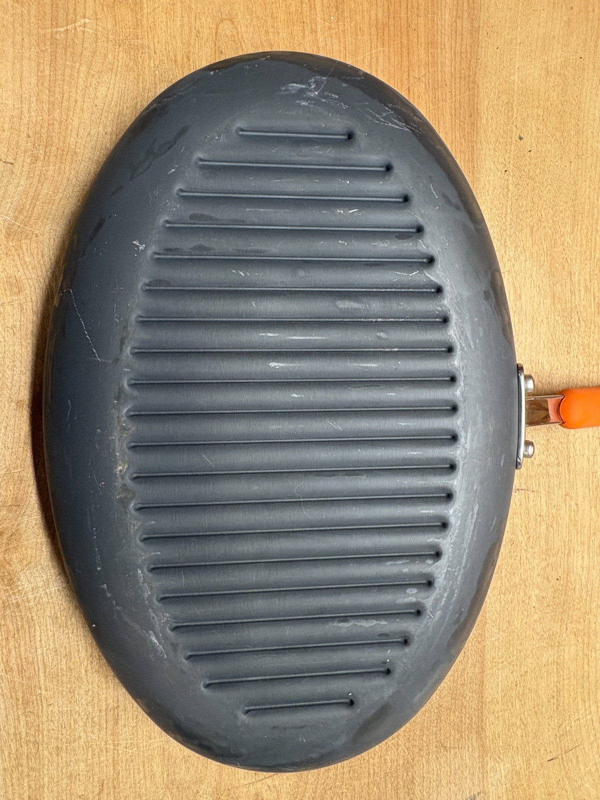 Discontinued Rachael Ray Oval Pan Skillet W/ Orange Handle On Side 15″x10″×2″