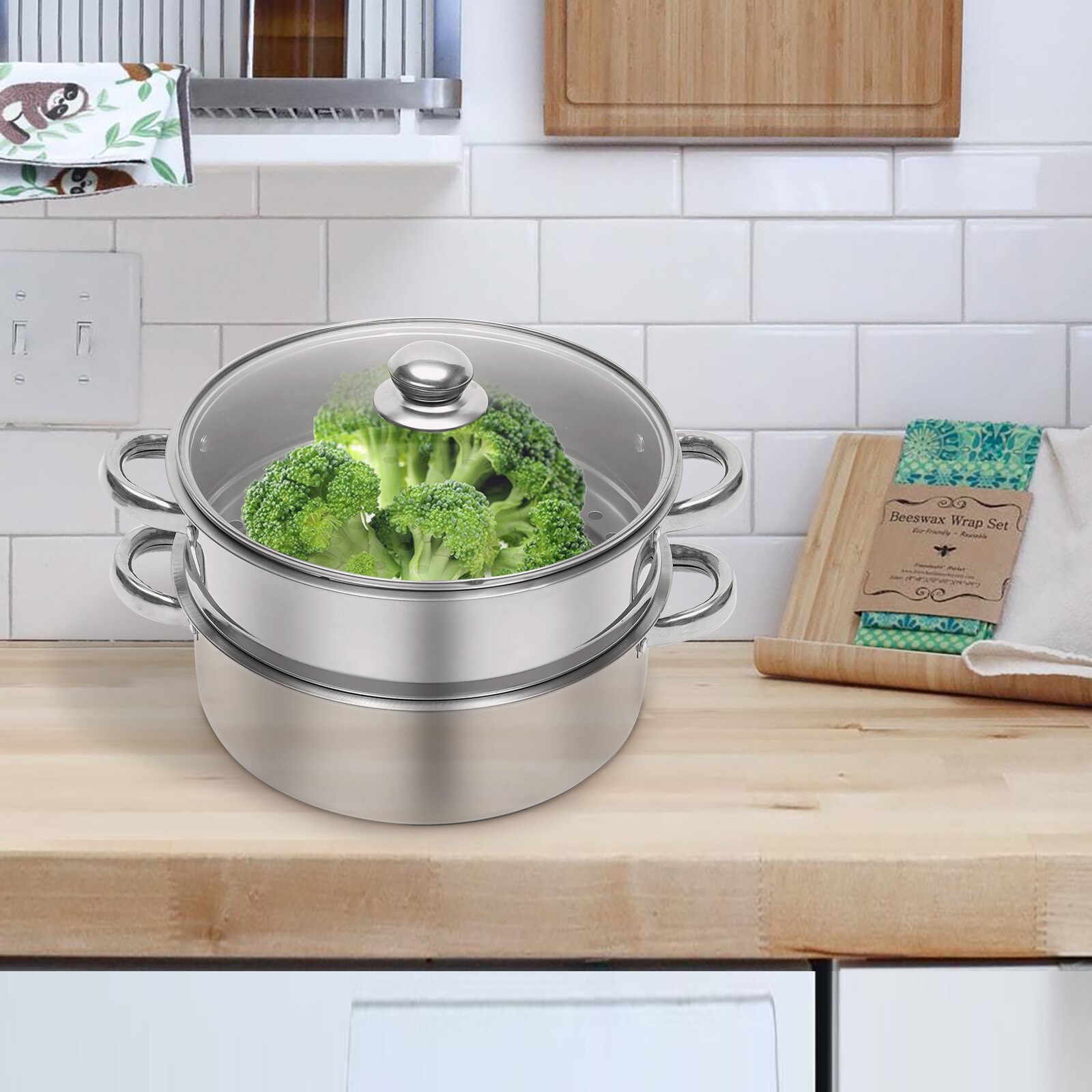 5-Tier Dumpling Steamer Stainless Steel Steamer Pot With Lid Steaming Basket