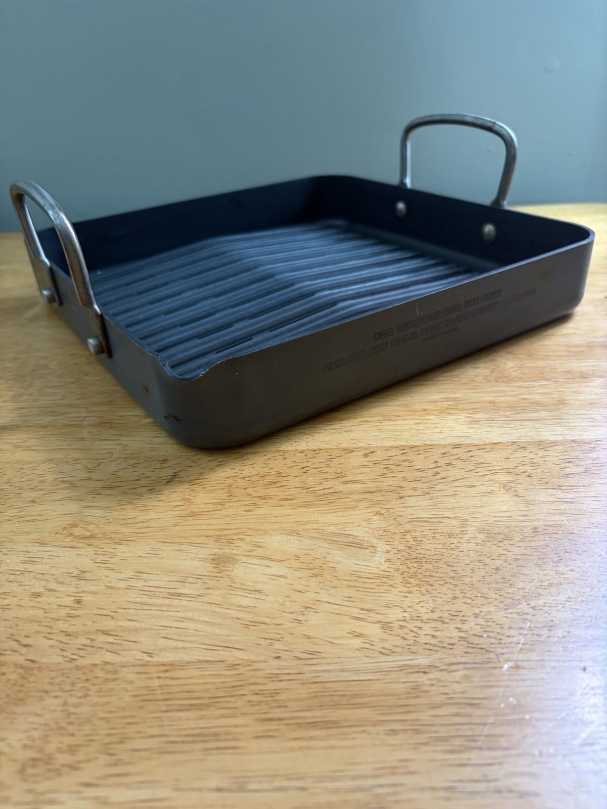 Technique Grill Pan Hard Anodized Nonstick Outdoor BBQ Tray w/ Handles 11″