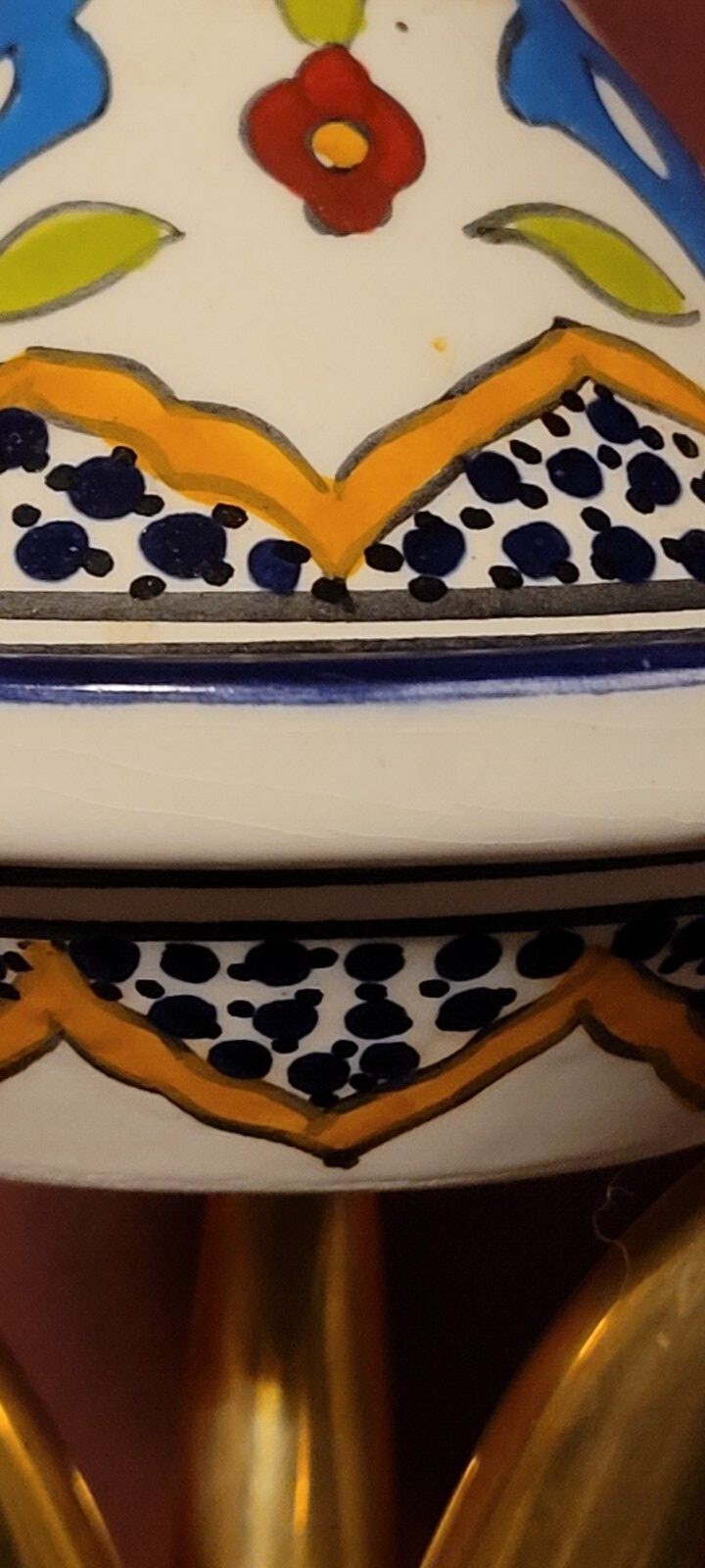 mini Maroccan tagine used for spices and ssuces multicolored.