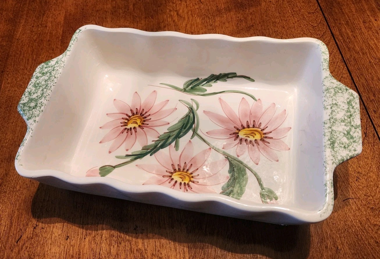 Floral Hand Painted In Italy Oven Safe Rectangular 10″ x 7″ Ceramic Baking Dish