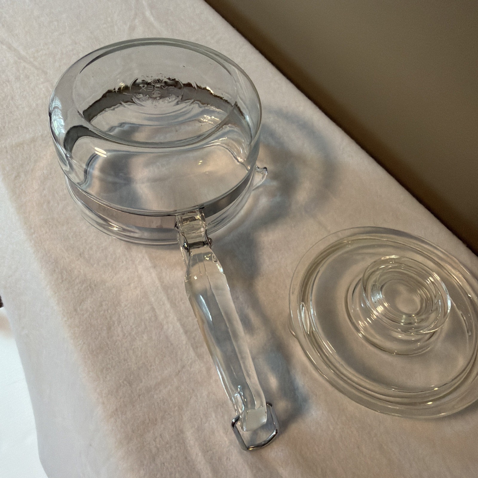 Vintage Pyrex Flameware Clear Glass Saucepan w original glass Lid 6212 b USA