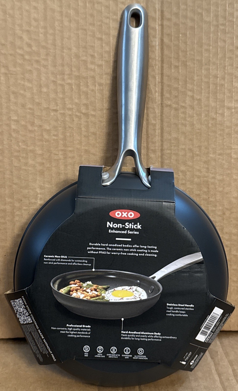 NEW OXO Enhanced 8″ Black Frying Pan Skillet PFAS-Free Ceramic Non-Stick W/Tags