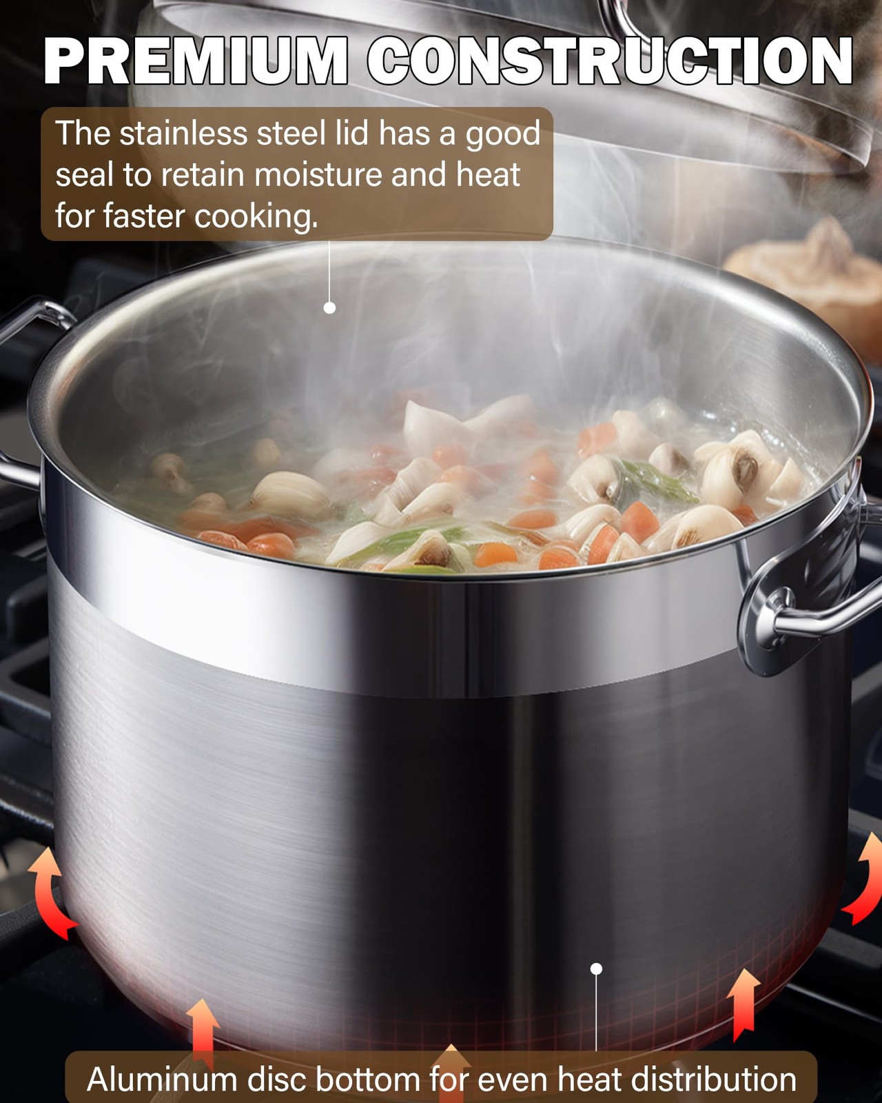 Cooks Standard 02616 Professional Grade Lid 30 Quart Stainless Steel Stockpot, S