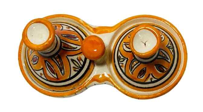 GGE “MELH ORANGE” TAGINE Multi-Purpose SALT & PEPPER SMALL Moroccan Tajine