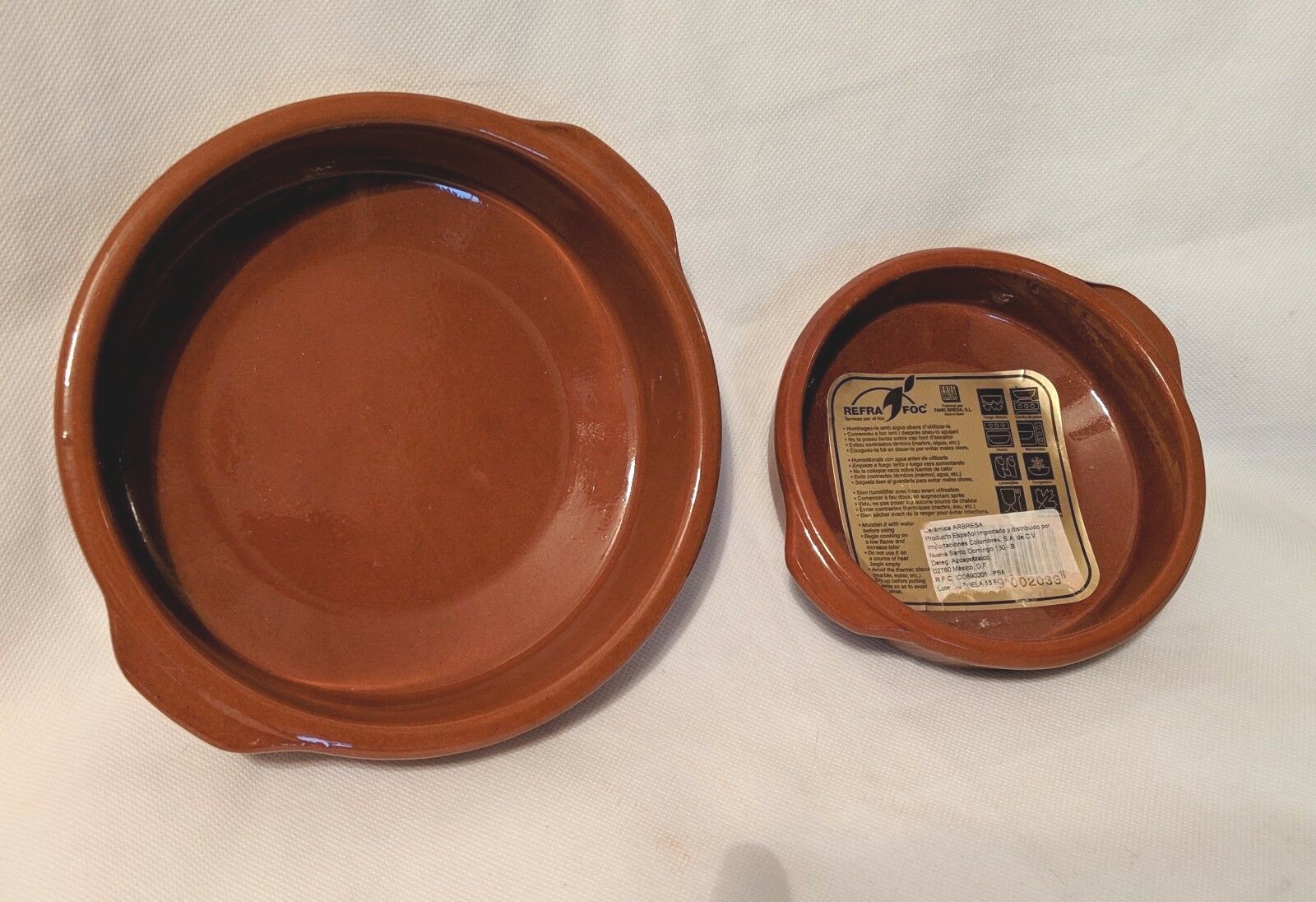 2 Stoneware Casseroles Refra Foc Single Serve Fang Breda Spain ~ Gratin