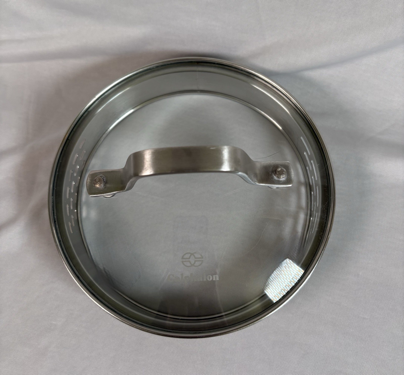 Calphalon Glass Strainer Lid 5.5 Inches Replacement Silver Strainer Rim 1085118