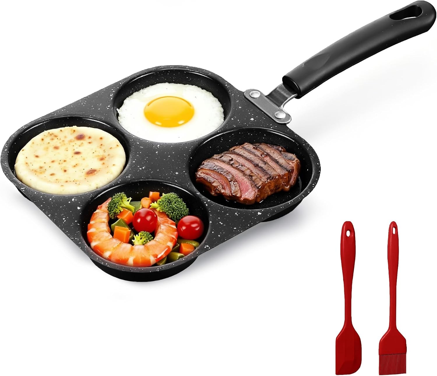 Egg Frying Pan, 4-Cup Nonstick Granite Omelette Skillet Pancake Pan and